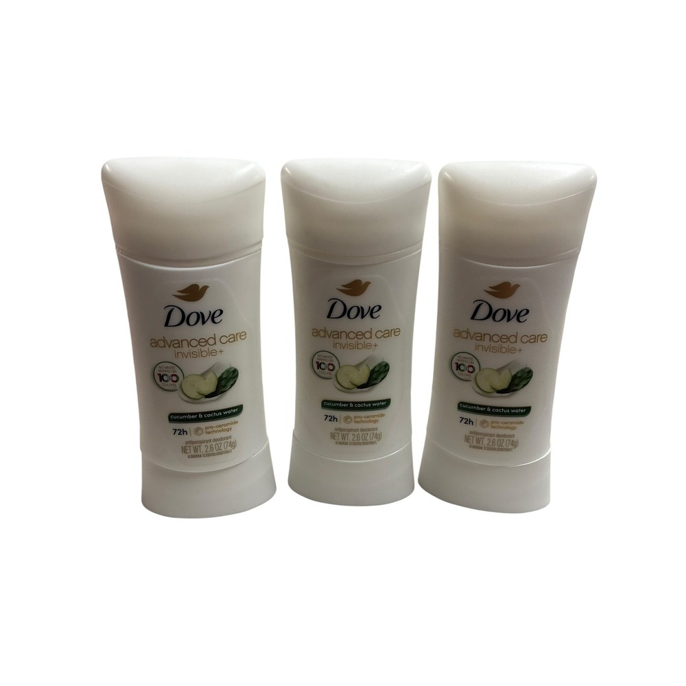 Dove Advanced Care Invisible+ Antiperspirant Deodorant Cucumber 2.6oz Lot of 3‎